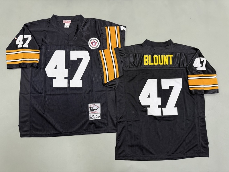 Men 2025 Pittsburgh Steelers #47 Blount black Throwback Limited NFL Jersey style 002